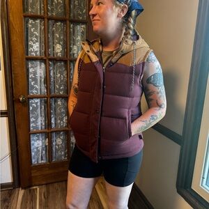Patagonia Bivy Burgundy and Gold Hooded Vest